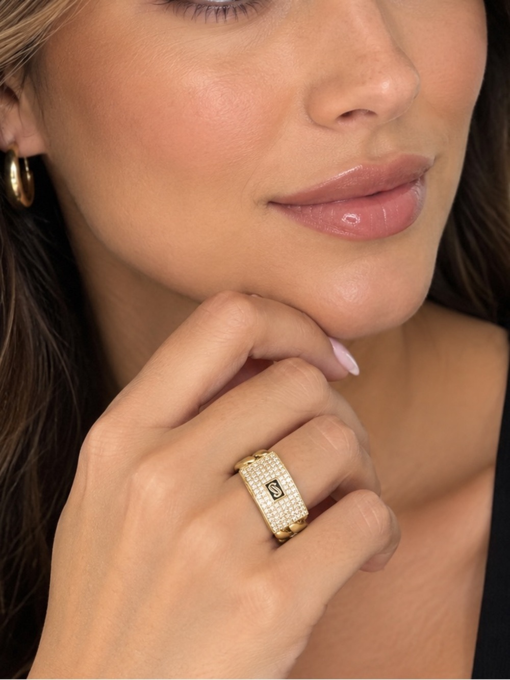 New 14k Gold Plated Pavé Signet Ring for Men - Size7, 8 and 9